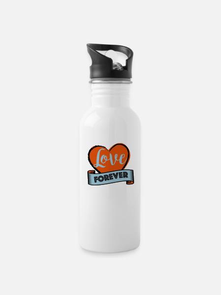Love forever blue and red - Saint Valentin - Gourde avec paille intégrée - blanc