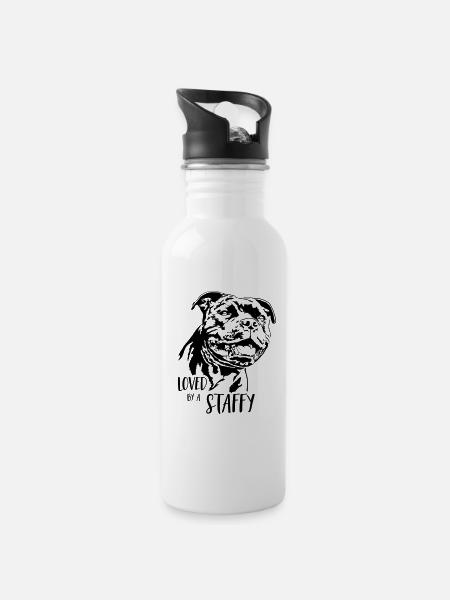 STAFFORDSHIRE BULL TERRIER Staffy Wilsigns - Water bottle with straw - white