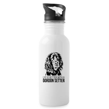 GORDON SETTER life is better Hunde Spruch Wilsigns - Water bottle with straw - white - Right