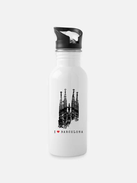 Barcelone Sagrada Familia Espagne J’aime Barcelone - Gourde avec paille intégrée - blanc