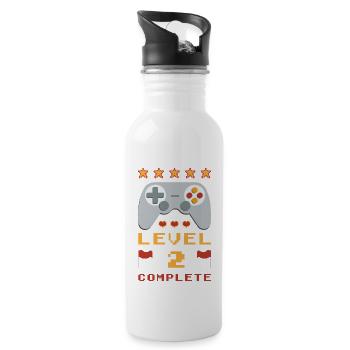 2. Geburtstag Level 2 Complete - Trinkflasche mit integriertem Trinkhalm - Weiß - Rechts