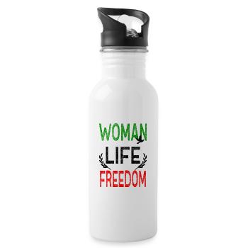 Woman Life Freedom Frau Rechte Gleichheit Iran - Trinkflasche mit integriertem Trinkhalm - Weiß - Rechts