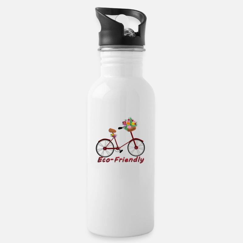 environmentally friendly - Water bottle with straw - white