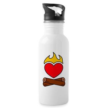 Campfire Love Heart Flames Camping - Gourde avec paille intégrée - blanc - Droite