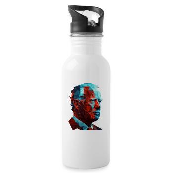 Joe Biden Low Polygon Red Blue Graphic Design - Water bottle with straw - white - Right