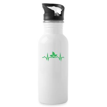 Vegan gift idea for vegans - Water bottle with straw - white - Right