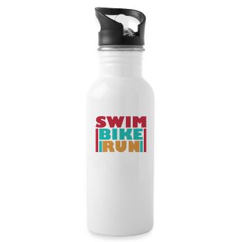 Triathlon Schwimmen Radfahren Laufen Sport - Trinkflasche mit integriertem Trinkhalm - Weiß - Rechts