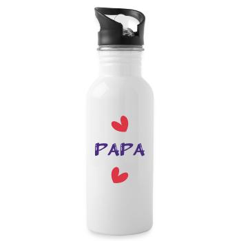 PAPA. VATERTAG. ALLES GUTE ZUM GEBURTSTAG, PAPA. ALLES GUTE ZUM GEBURTSTAG! - Trinkflasche mit integriertem Trinkhalm - Weiß - Rechts