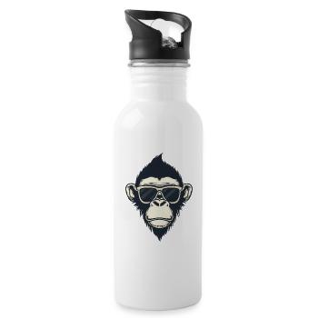 affe kopf sonnenbrille cool haare Frisur - Trinkflasche mit integriertem Trinkhalm - Weiß - Rechts