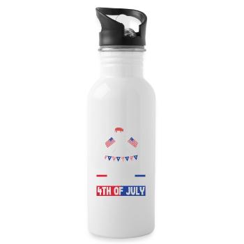 Mukbang and Barbecue on 4th of July - Water bottle with straw - white - Right
