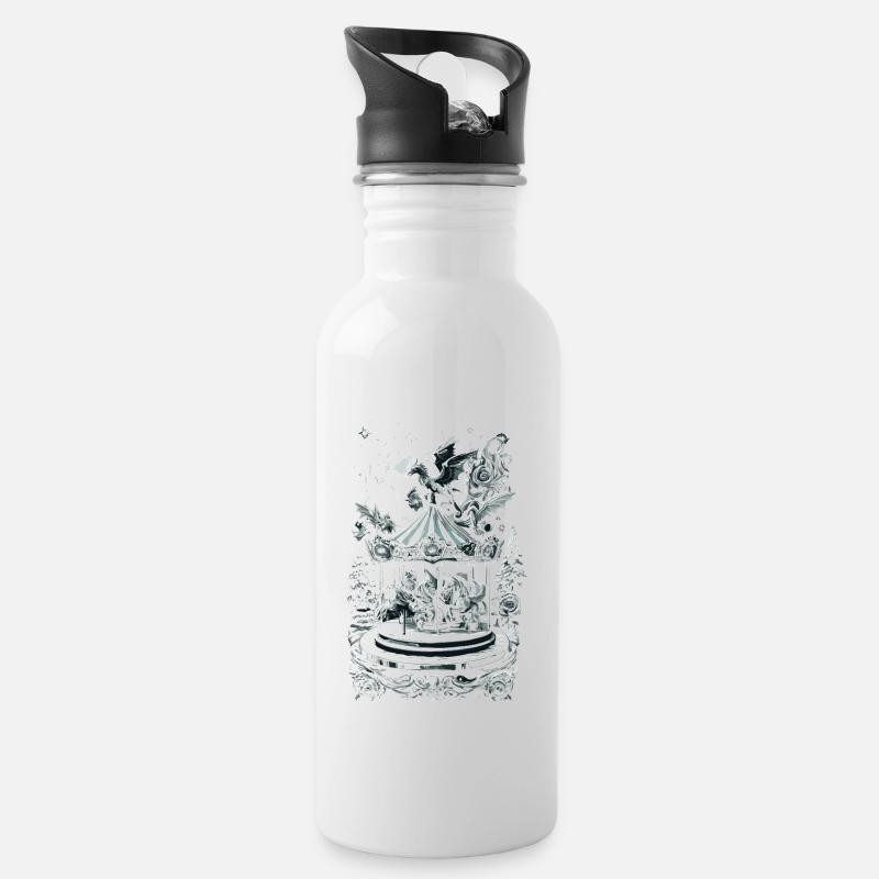 Mythical Holiday Carousel Fantasy Creature - Trinkflasche mit integriertem Trinkhalm - Weiß