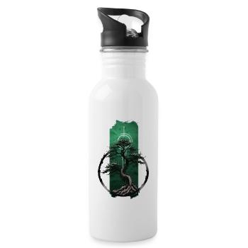 Serenity Grove: Tranquil Bonsai Tree - Water bottle with straw - white - Right