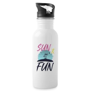 Sun and fun. - Water bottle with straw - white - Right