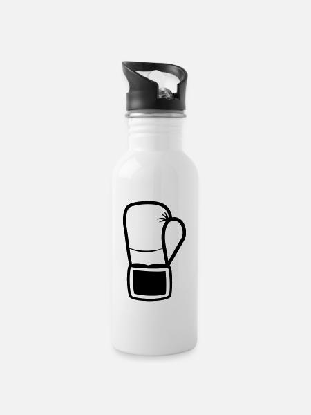 Boxhandschuh - Trinkflasche mit integriertem Trinkhalm - Weiß