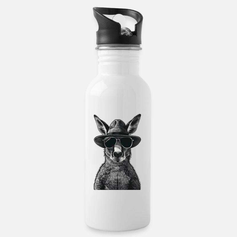 Känguru - Trinkflasche mit integriertem Trinkhalm - Weiß