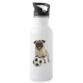 Mops - Trinkflasche mit integriertem Trinkhalm - Weiß - Rechts