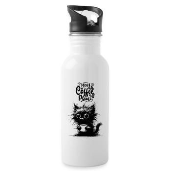 Coffee Cat Morning Grouch Cat Lover Colleague - Water bottle with straw - white - Right