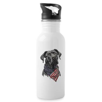 Deutsche Dogge - Trinkflasche mit integriertem Trinkhalm - Weiß - Rechts