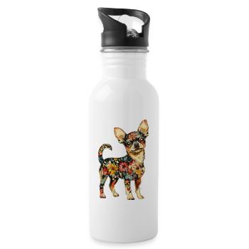 Chihuahua - Trinkflasche mit integriertem Trinkhalm - Weiß - Rechts