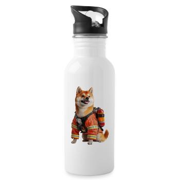 Shiba Inu - Trinkflasche mit integriertem Trinkhalm - Weiß - Rechts
