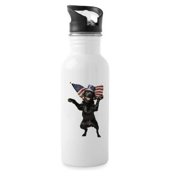 Labrador Retriever - Trinkflasche mit integriertem Trinkhalm - Weiß - Rechts