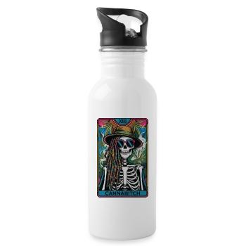 Tarotkarte - Trinkflasche mit integriertem Trinkhalm - Weiß - Rechts