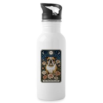 Englische Bulldogge - Trinkflasche mit integriertem Trinkhalm - Weiß - Rechts
