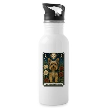 Yorkshire Terrier - Trinkflasche mit integriertem Trinkhalm - Weiß - Rechts