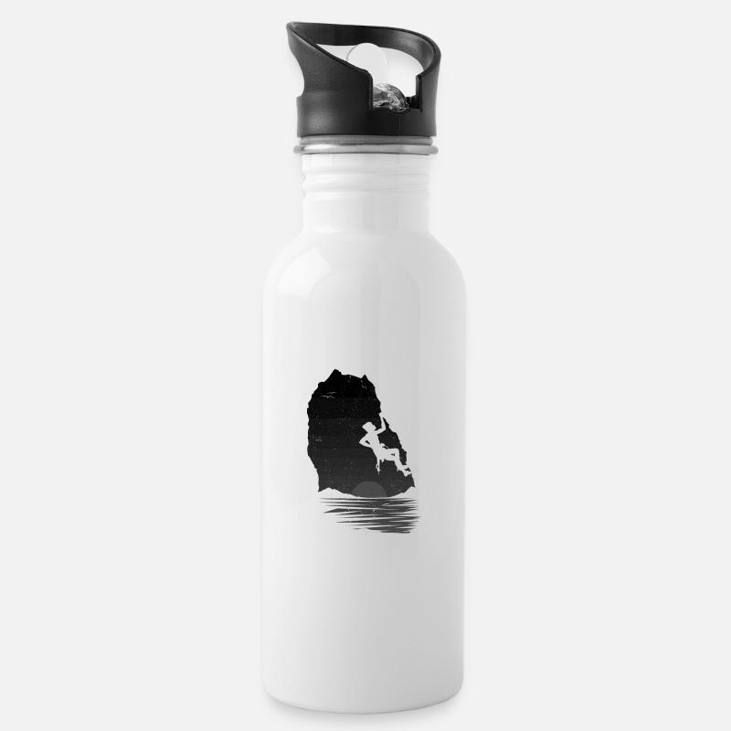 Geschenk Kletterer Boulderer klettern bouldern - Trinkflasche mit integriertem Trinkhalm - Weiß