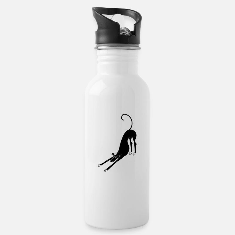 windhund - Trinkflasche mit integriertem Trinkhalm - Weiß