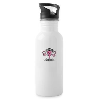 Uterus Removal Surgery Hysterectomy Womens Shirt - Water bottle with straw - white - Right