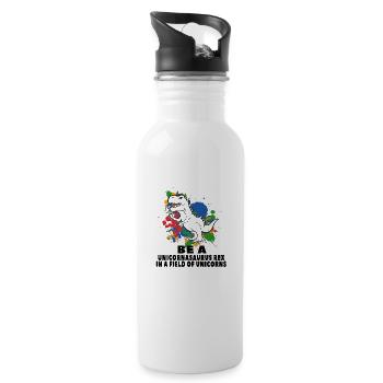 Cadeau de Tyrannosaure T-Rex Dinosaure Licorne - Gourde avec paille intégrée - blanc - Droite