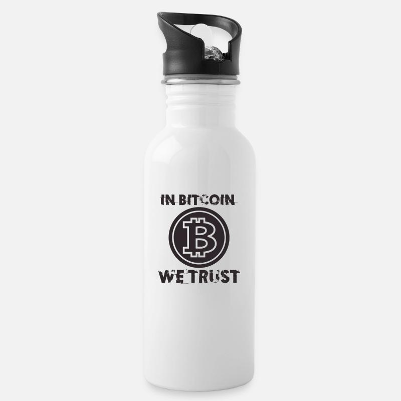 Bitcoins - Water bottle with straw - white