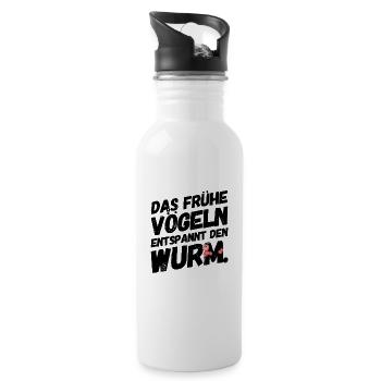 Lustige Witzige Sex Sprüche Wurm - Trinkflasche mit integriertem Trinkhalm - Weiß - Rechts