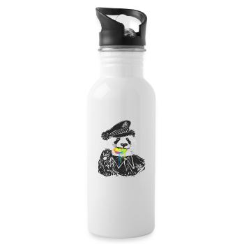 Doux policier drôle T-shirt de créateur Panda - Gourde avec paille intégrée - blanc - Droite