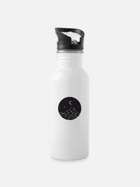 Mountain - Trinkflasche mit integriertem Trinkhalm - Weiß