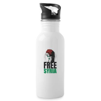 Free Syria T-Shirt Syrien Flagge: Syrien Flagge Ob - Trinkflasche mit integriertem Trinkhalm - Weiß - Rechts