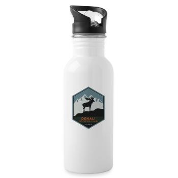 Denali National Park - Alaska - Trinkflasche mit integriertem Trinkhalm - Weiß - Rechts