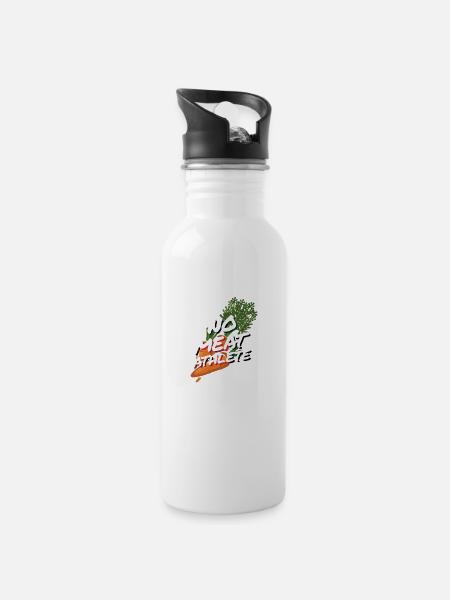 Kein Fleisch ATHLETE Vegan - Trinkflasche mit integriertem Trinkhalm - Weiß