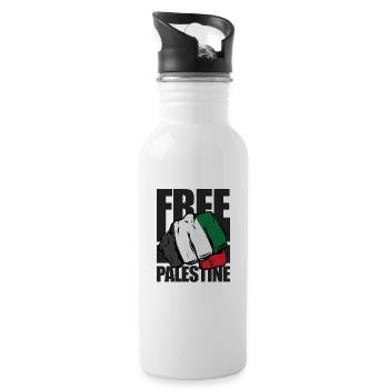 Free Palestine Israel Protest - Trinkflasche mit integriertem Trinkhalm - Weiß - Rechts