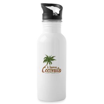 I love Ich liebe Kokosnüsse Kokos Palme Coconuts - Trinkflasche mit integriertem Trinkhalm - Weiß - Rechts