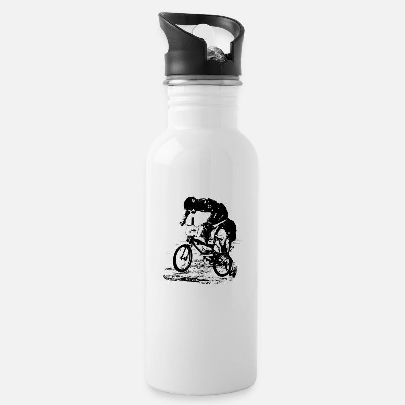bmx - Trinkflasche mit integriertem Trinkhalm - Weiß
