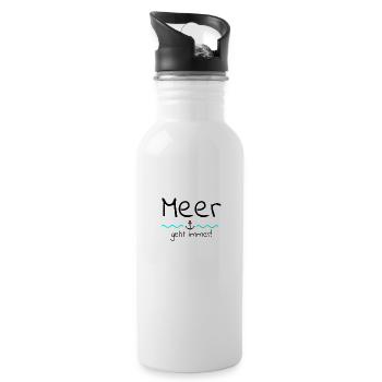 Meer Anker Wasser Boot Schiff Geschenk Idee Wellen - Trinkflasche mit integriertem Trinkhalm - Weiß - Rechts