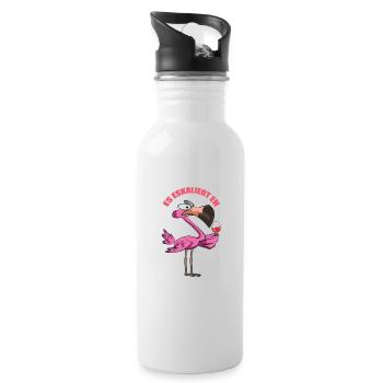 Flamingo Party Es Eskaliert Eh - Trinkflasche mit integriertem Trinkhalm - Weiß - Rechts
