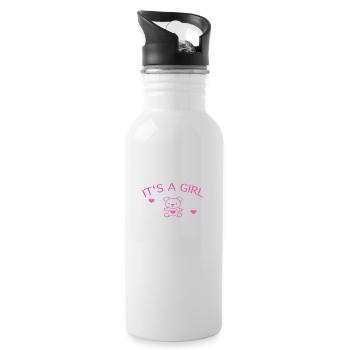 it's a girl, women/women, children T-shirt - Water bottle with straw - white - Right