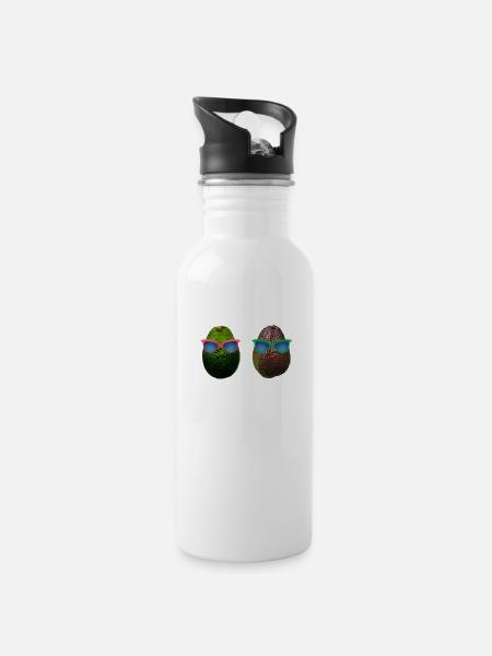 VEGAN Shirt · Tierfreunde · Geschenk - Trinkflasche mit integriertem Trinkhalm - Weiß