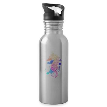 Women's Colorful Sea Horse Sea Animal - Gourde avec paille intégrée - argent clair - Droite