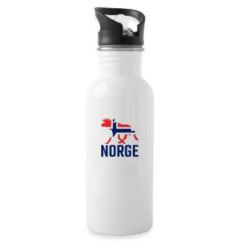 Norge Elk / Norvège drapeau vacances voyage cadeau - Gourde avec paille intégrée - blanc - Droite