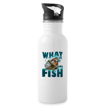 What the fish fish sea cartoon fish gift - Water bottle with straw - white - Right