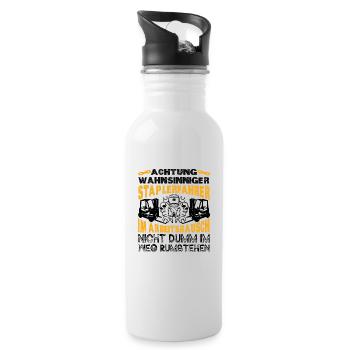 Staplerfahrer Stapler Lager Spedition - Trinkflasche mit integriertem Trinkhalm - Weiß - Rechts